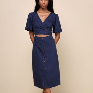 Elegant Navy Jean Midi Dress